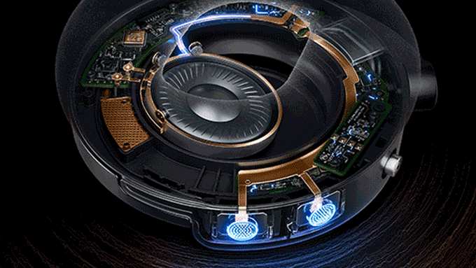 A cutaway of Dyson OnTrac headphones.