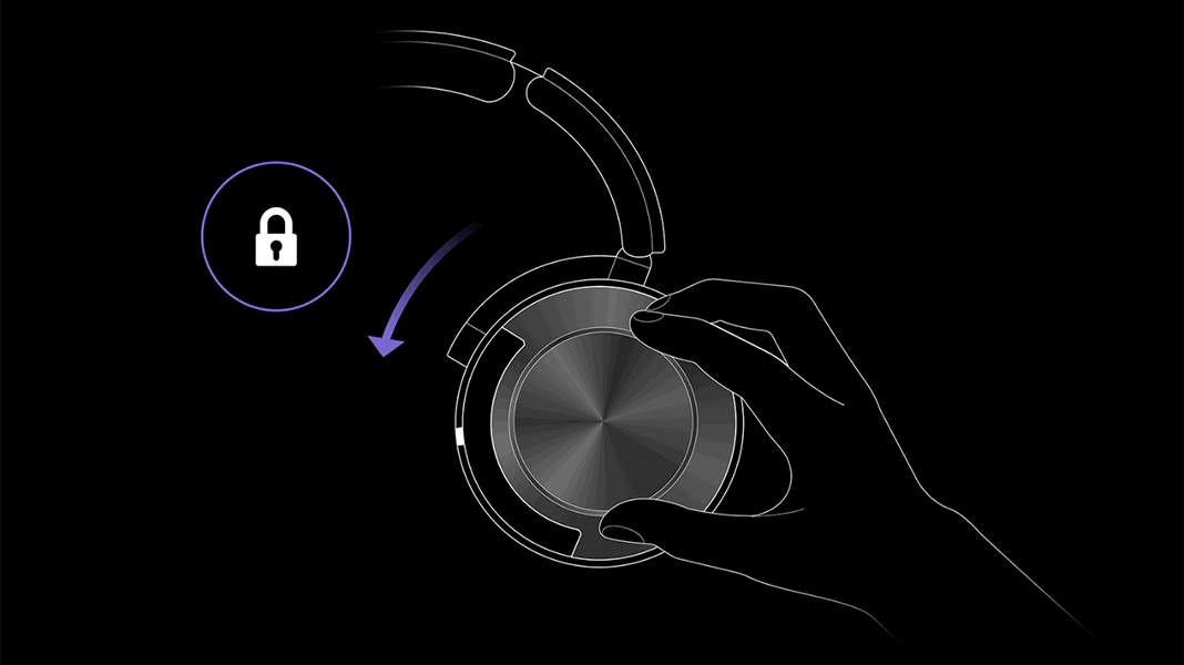 The outer cap of the Dyson OnTrac headphones is twisted to remove.