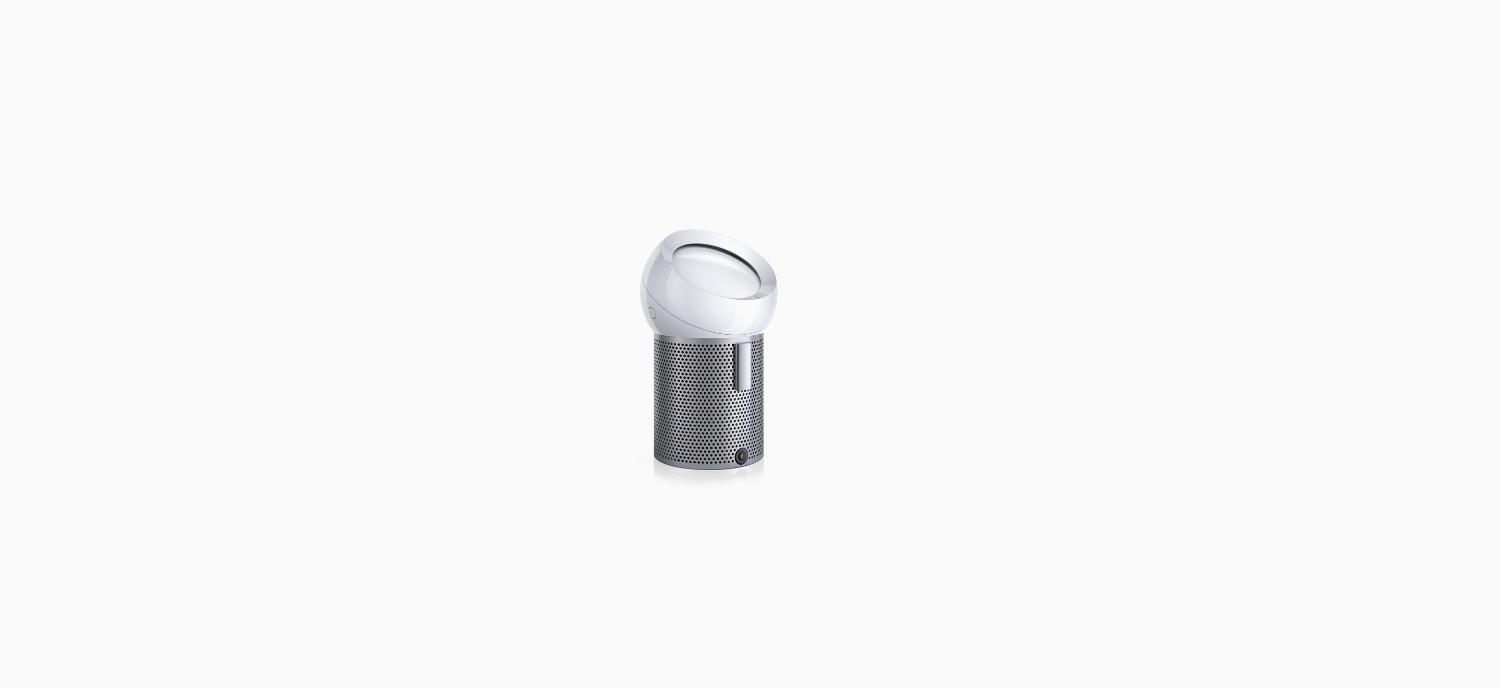 A Dyson personal purifying fan in white and silver