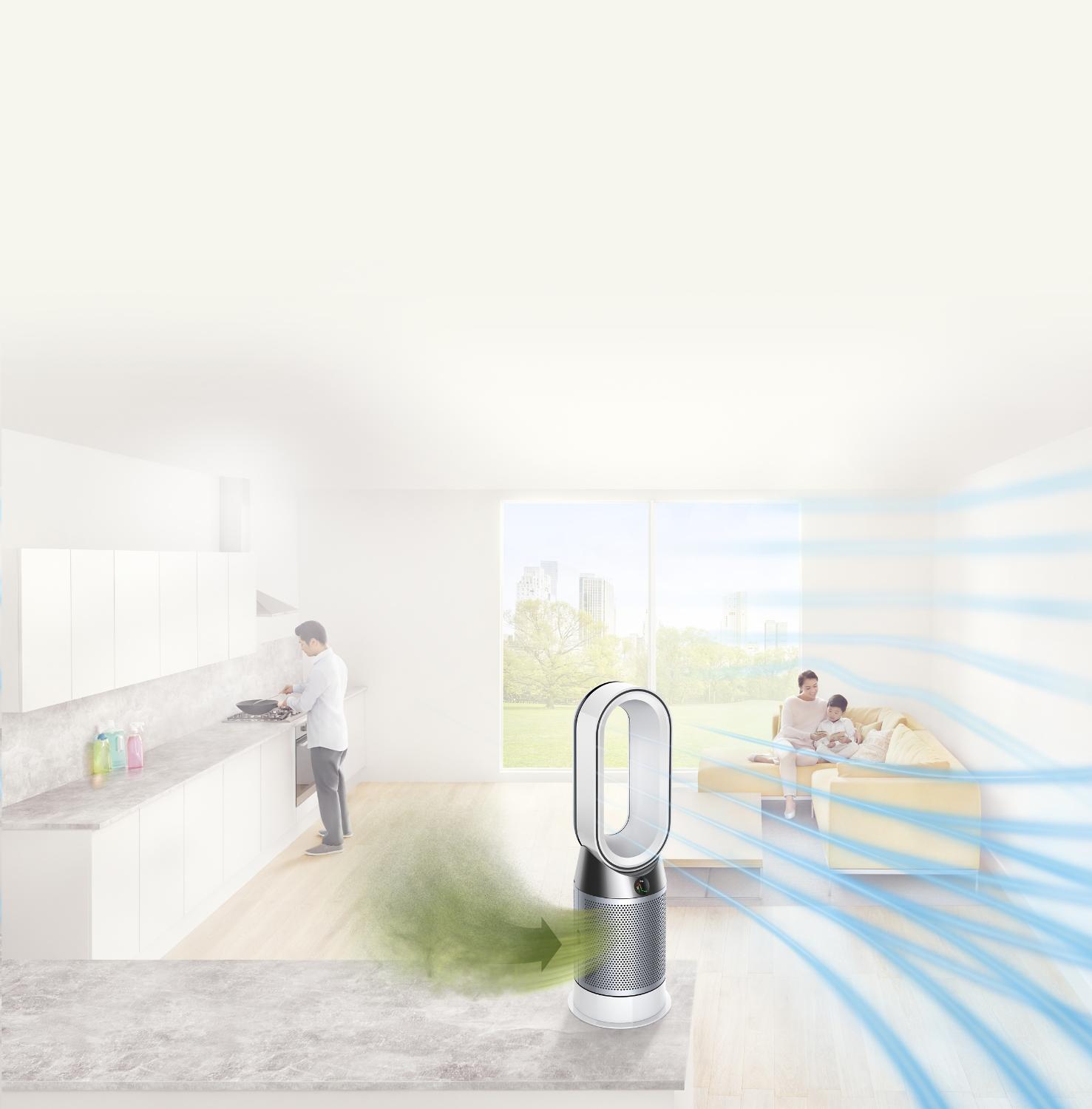 Dyson Pure Hot+Cool purifier in living space