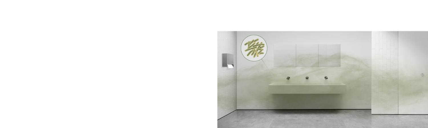 A bacteria particle inside a washroom