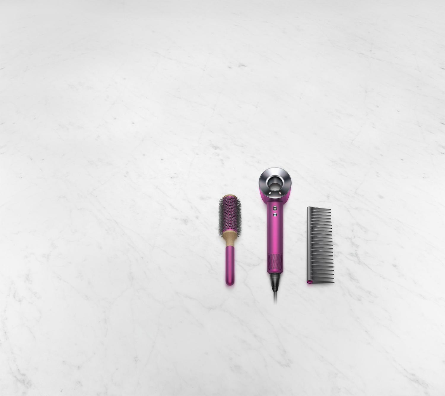 Dyson Supersonic™ hair dryer Mother's Day gift edition featuring the Limited edition Dyson Supersonic™ hair dryer in fuchsia and nickel.