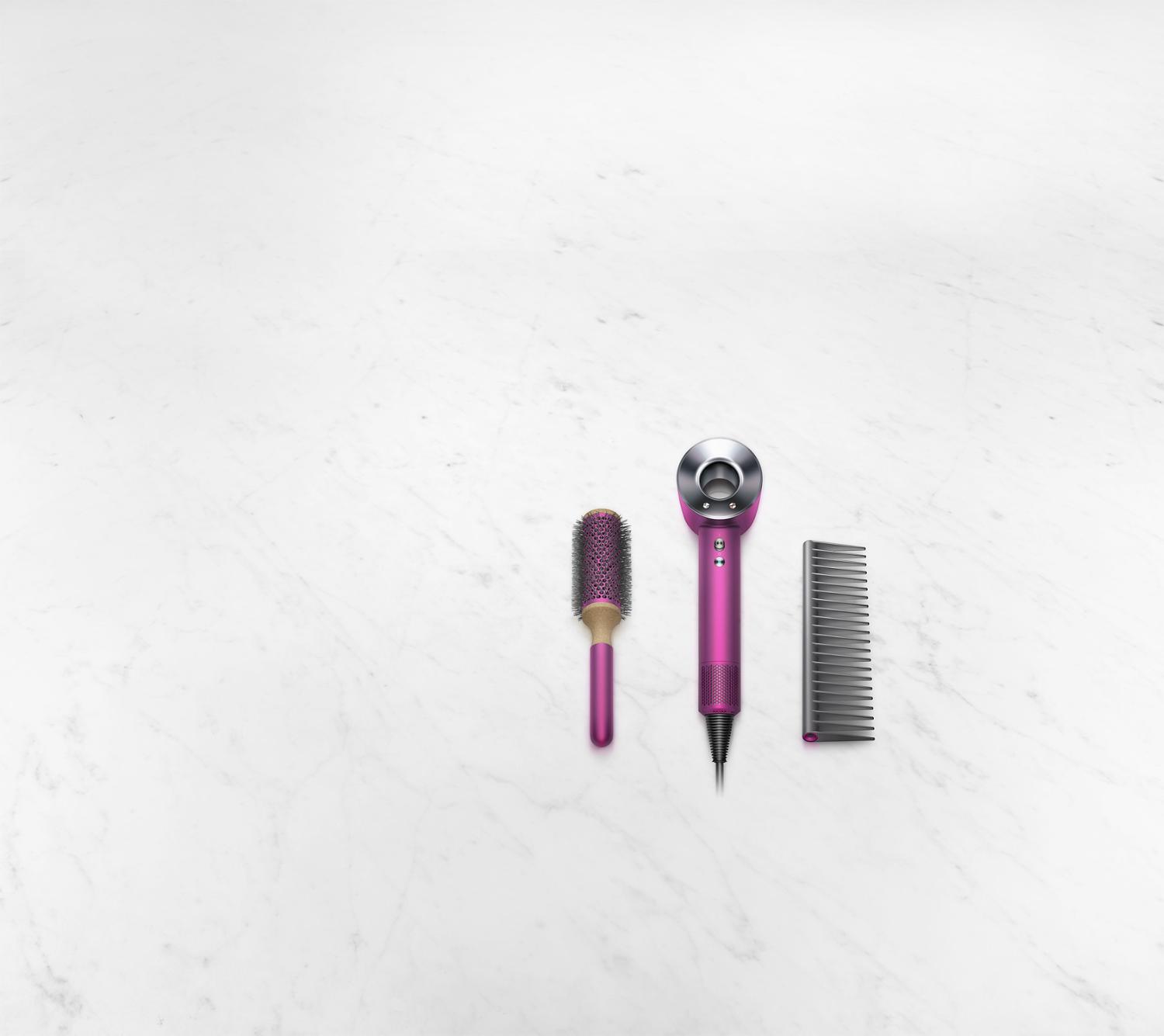 Dyson Supersonic™ hair dryer Mother's Day gift edition featuring the Limited edition Dyson Supersonic™ hair dryer in fuchsia and nickel.