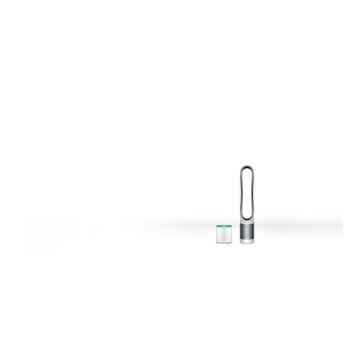 A Dyson purifier range in a row including a filter