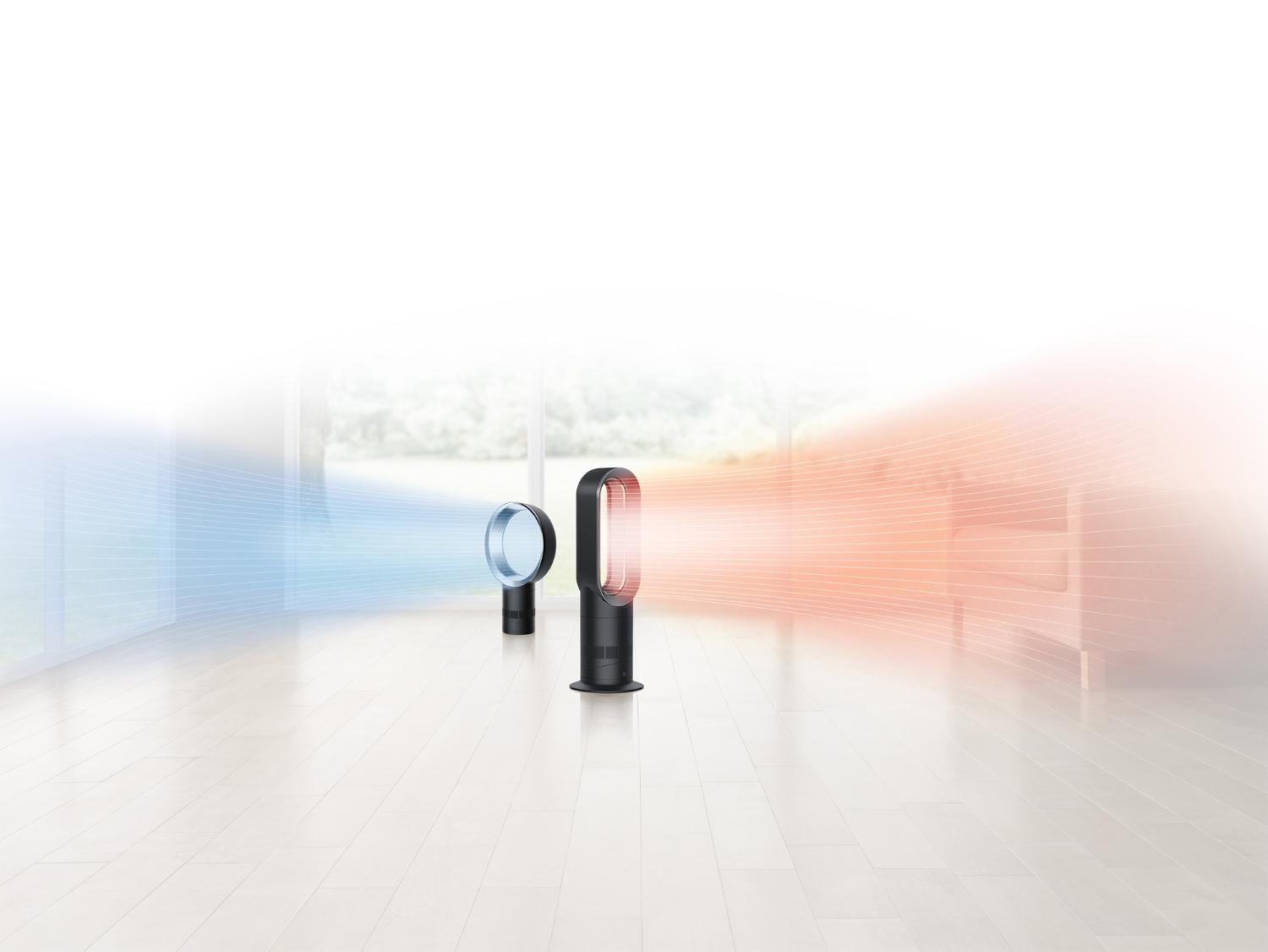 Démonstration du flux d’air des ventilateurs et chaufferettes