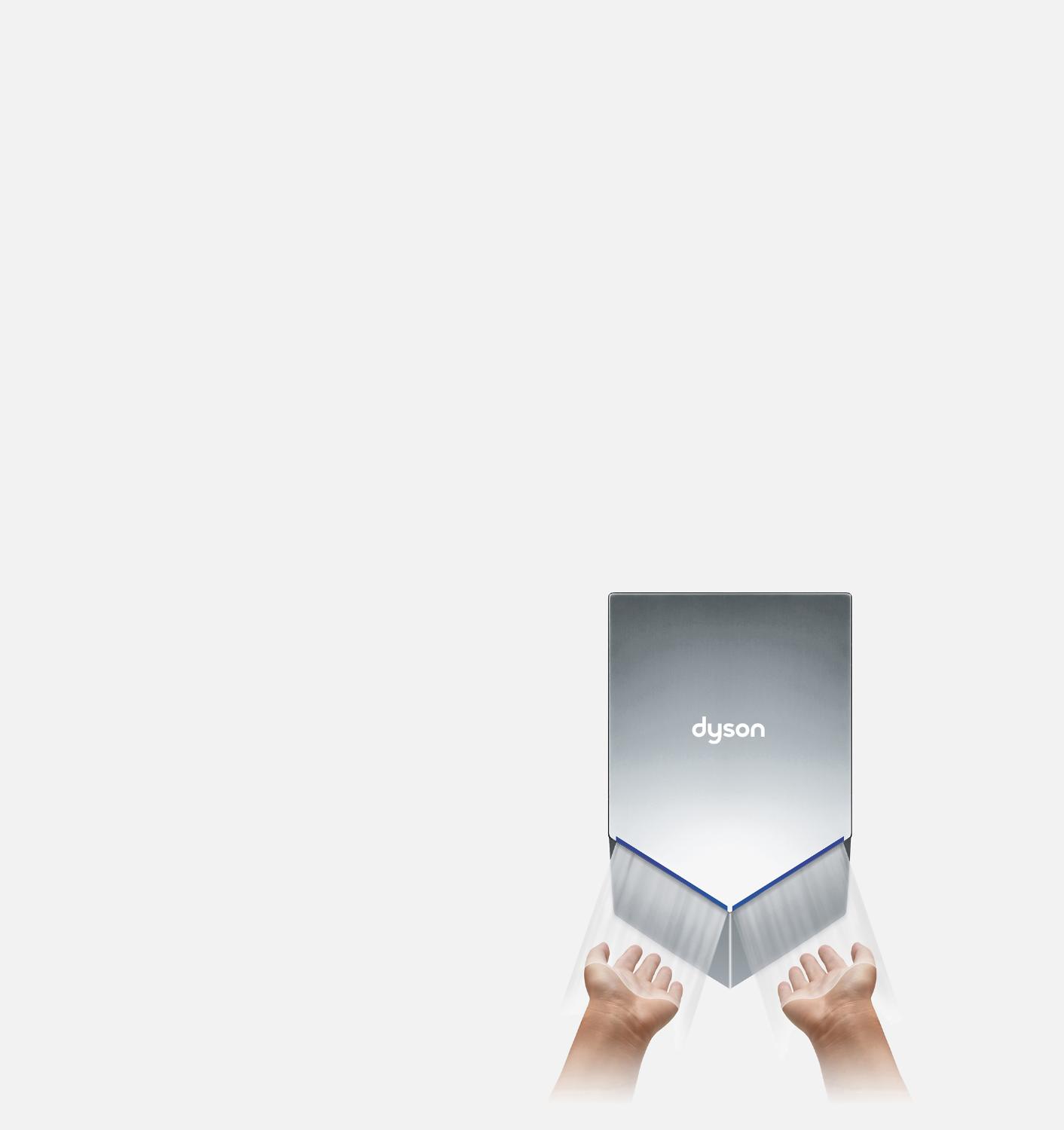 Flux d’air de l’Airblade V sur les mains