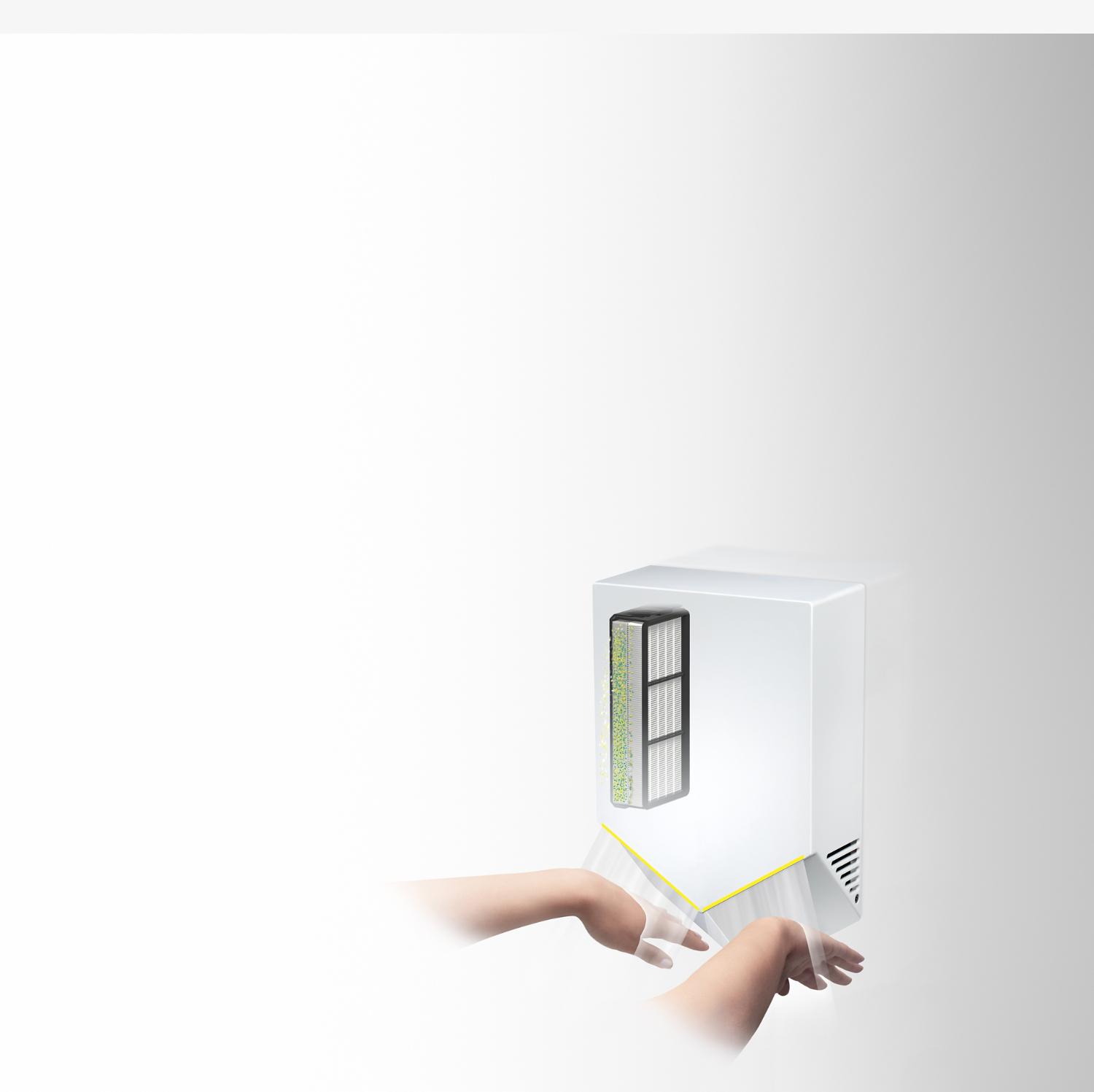 Structure du Dyson Airblade V séchant des mains