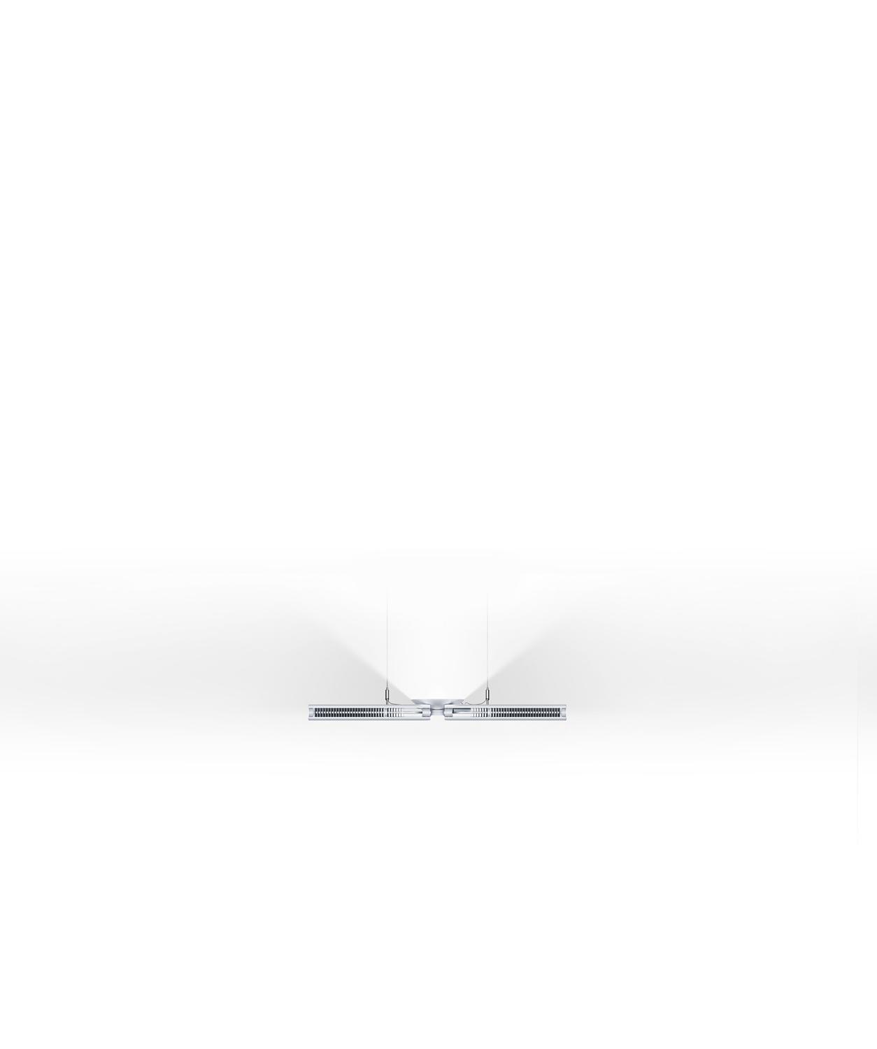 Cu Beam Up light hanging from ceiling