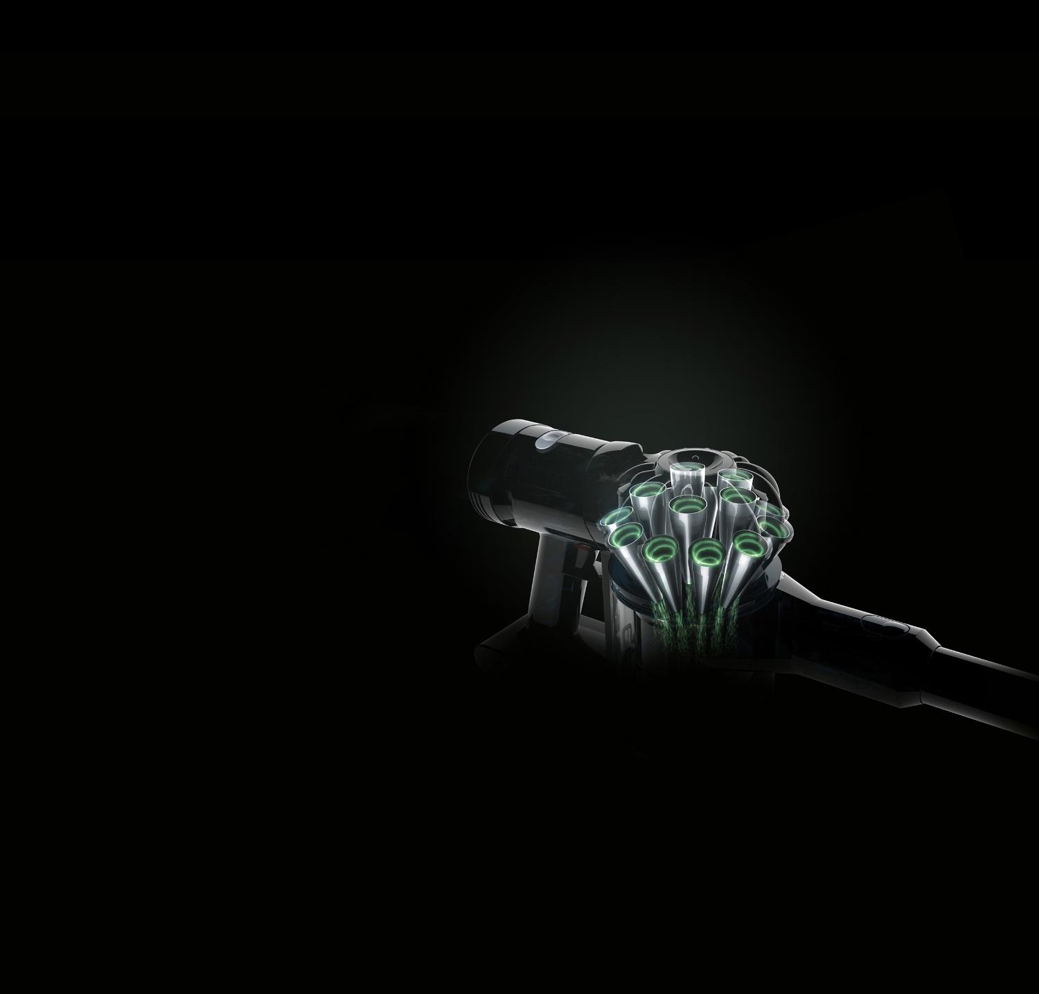 Schéma du flux d’air des cyclones Dyson