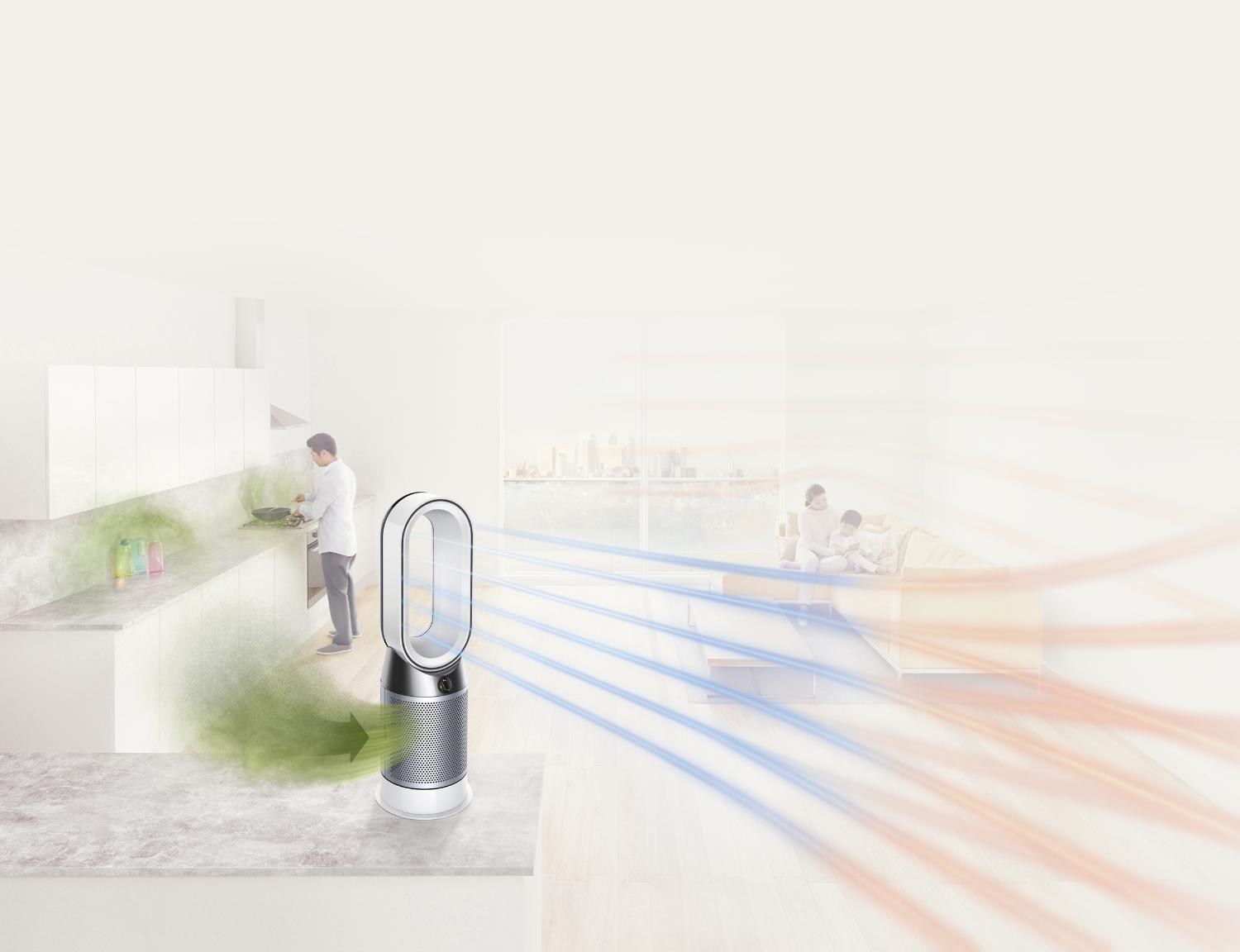 Dyson Pure Hot+Cool heating, cooling and purifying the whole room