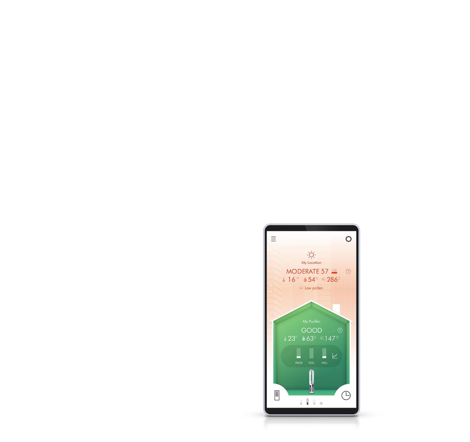 Dyson Pure Cool Link app detailed report on air quality