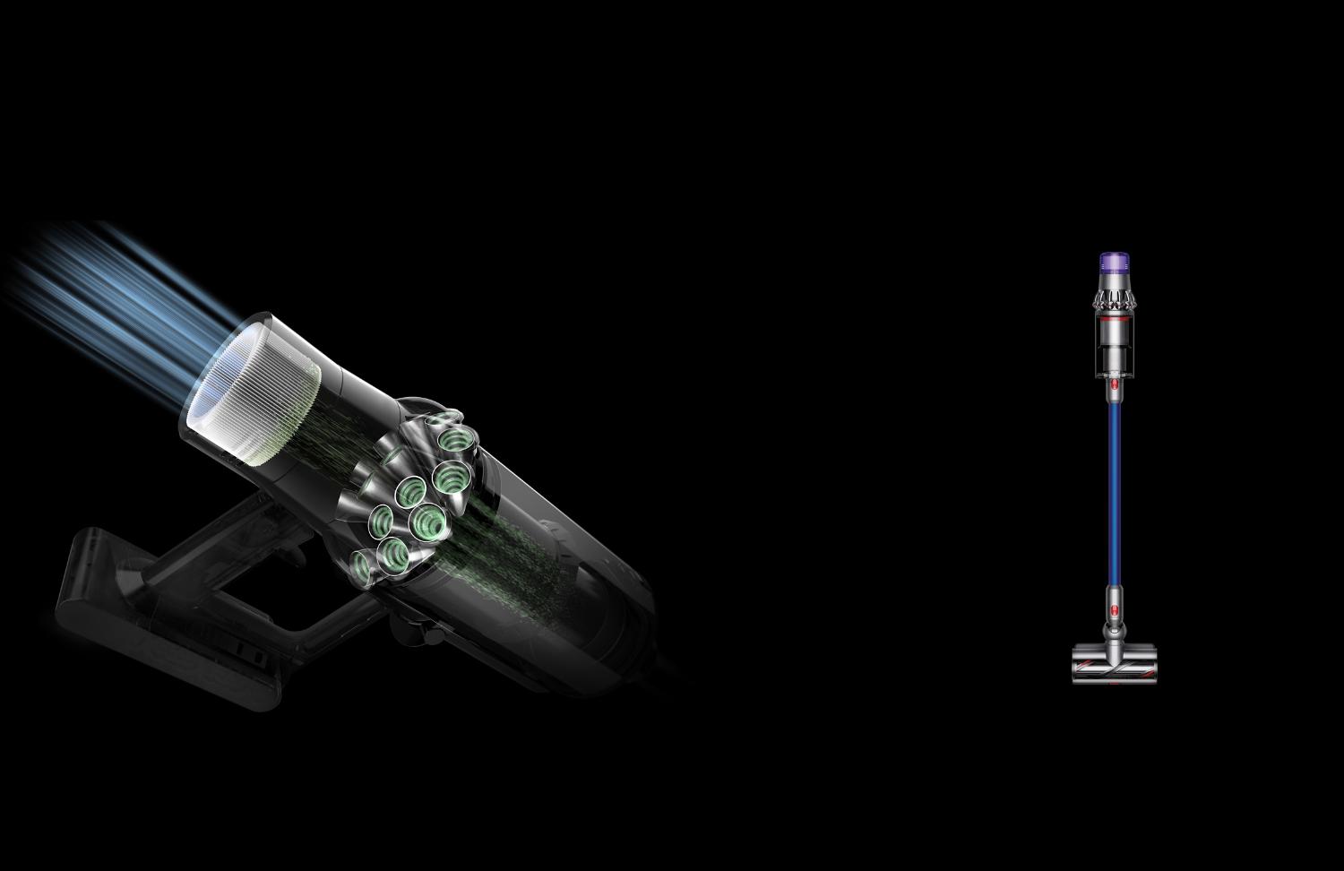 Cutaway of the Dyson V11™ vacuum's six-stage filtration system