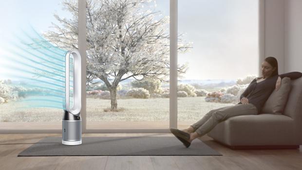 The Dyson Pure Cool purifier fan in diffused air projection, indoors