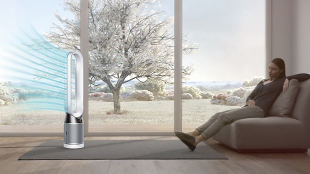 The Dyson Pure Cool purifier fan in diffused air projection, indoors
