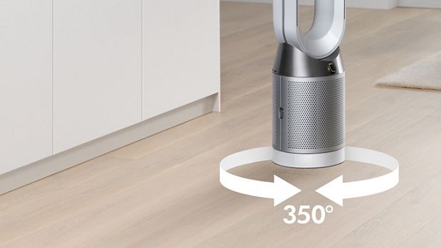 Graphic showing how the Dyson Pure Cool purifier turns 350 degrees