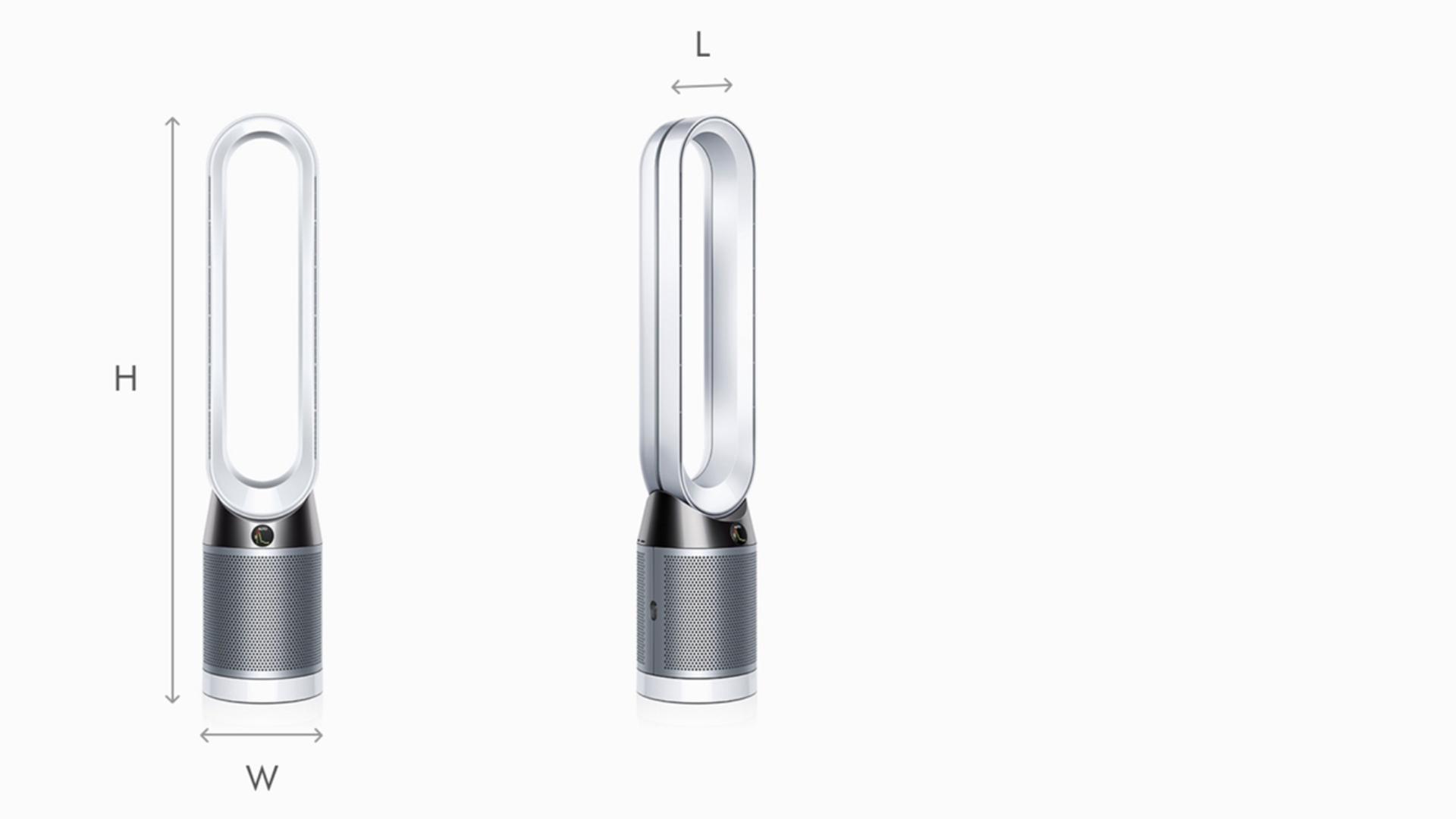 Illustration of Dyson Pure Cool tower purifier fan dimensions