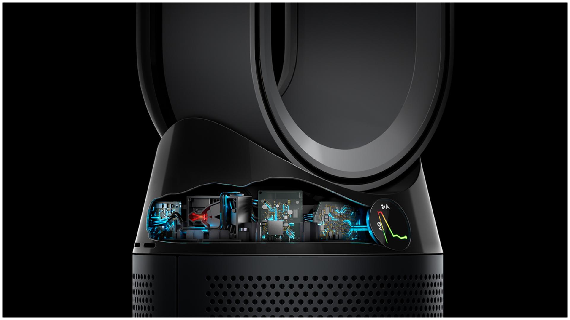 Dyson Pure Hot+Cool purifier fan sensors technology cutaway