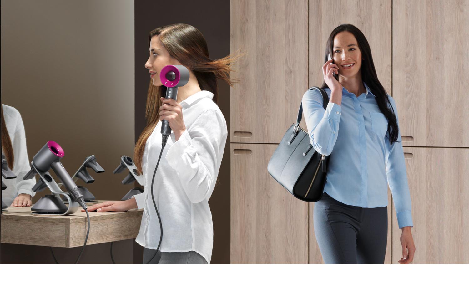2 models using the Dyson Supersonic hair dryer