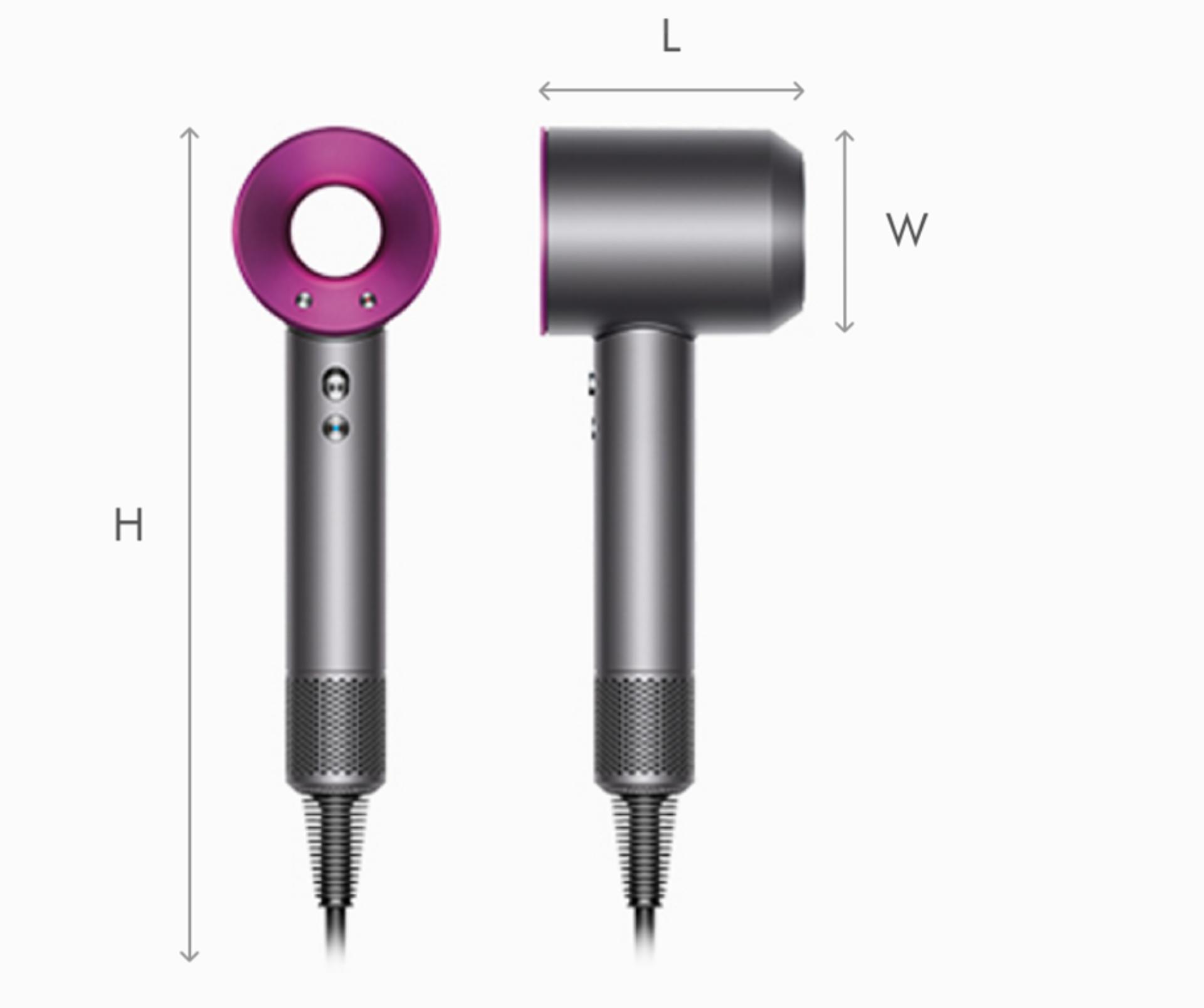 Illustration of Dyson Supersonic hair dryer dimensions