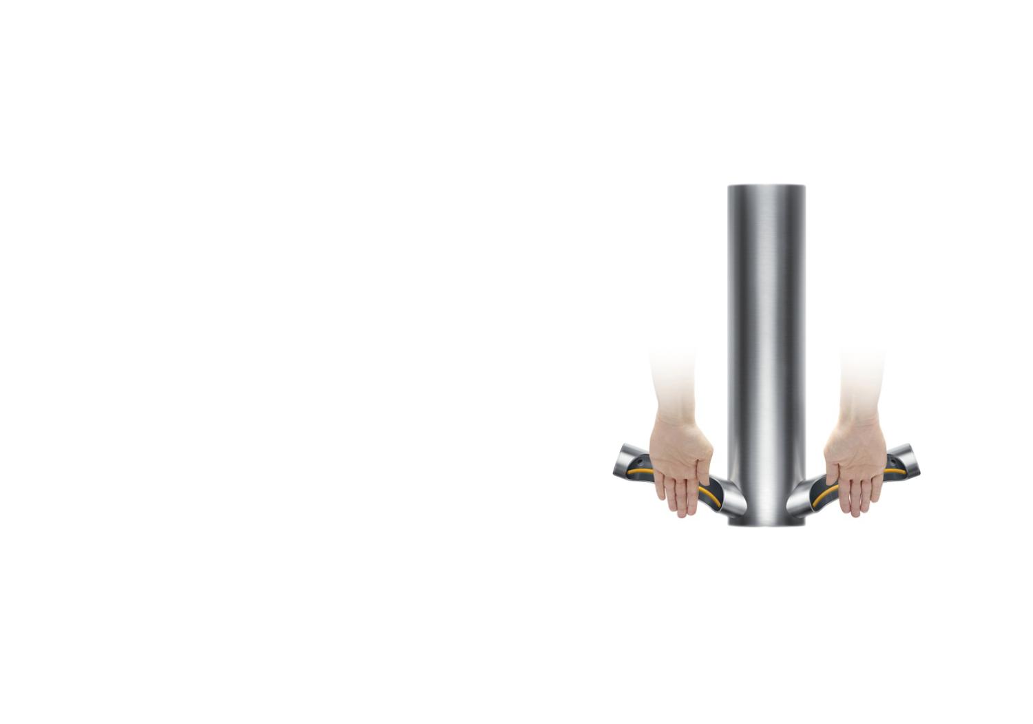 Hände werden mit dem Dyson Airblade 9kJ getrocknet