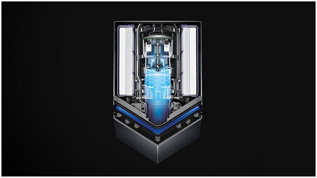 لقطات مكشوفة للأجزاء الميكانيكية لمجفف الأيدي Dyson Airblade V