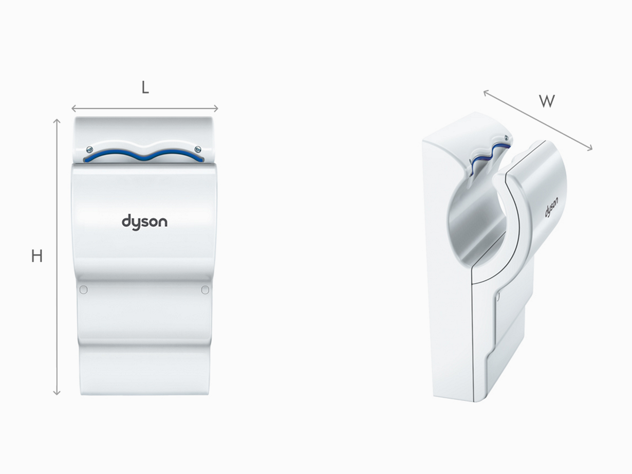 Illustration of Dyson Airblade dB White dimensions