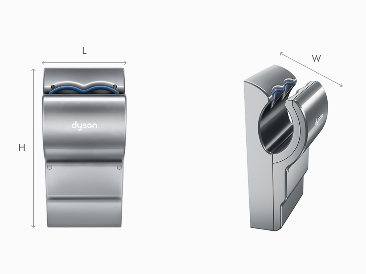 Illustration of Dyson Airblade dB dimensions