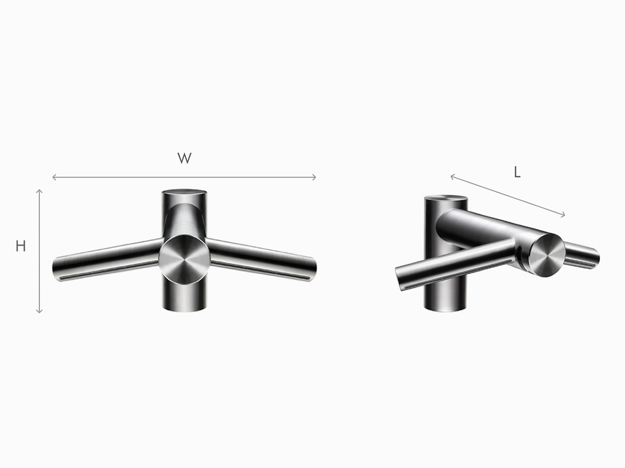 Illustration of Dyson Airblade Wash+Dry short dimensions