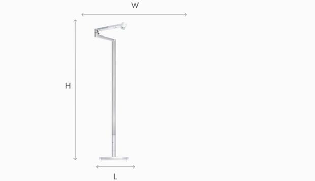 Illustration of Dyson Lightcycle Morph floor light dimensions