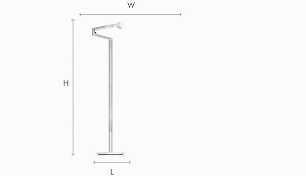 Illustration of Dyson Lightcycle Morph floor light dimensions
