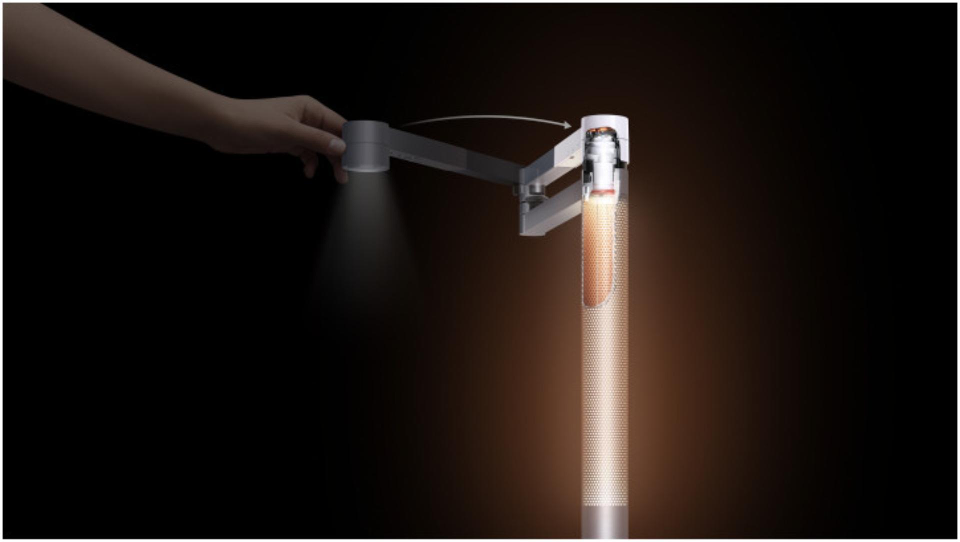 3D graphic showing Dyson Lightcycle Morph lights' comforting glow
