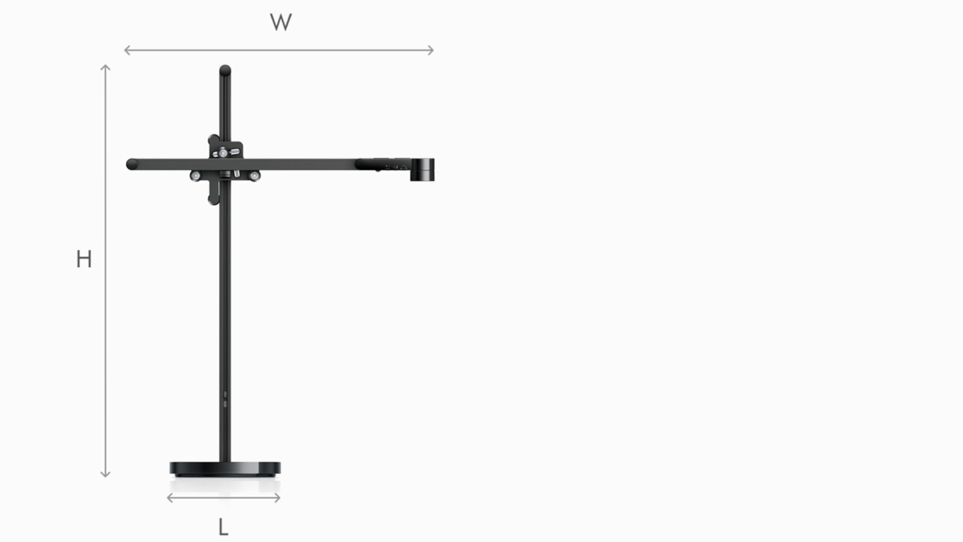 Illustration of Dyson Lightcycle task light black dimensions