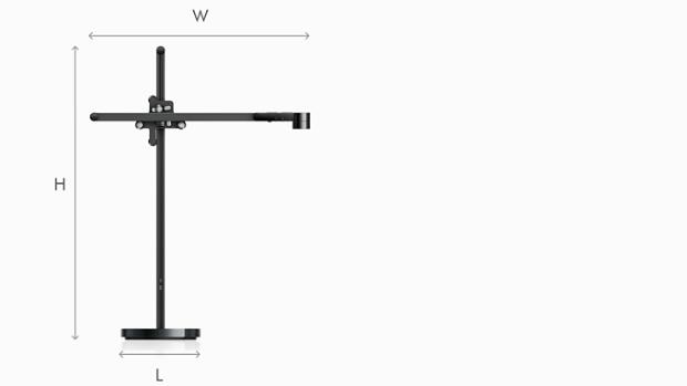 Illustration of Dyson Lightcycle task light black dimensions