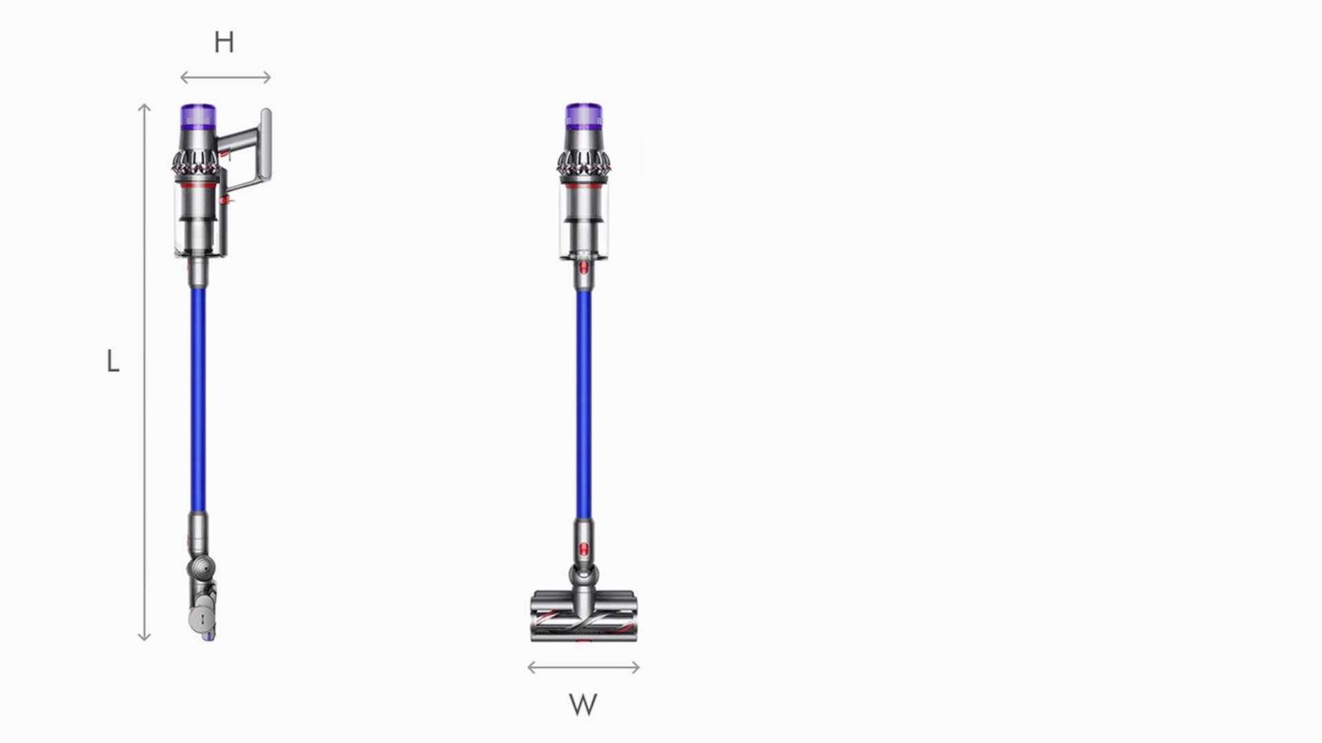Illustration of Dyson V11 Absolute vaccum cleaner dimensions