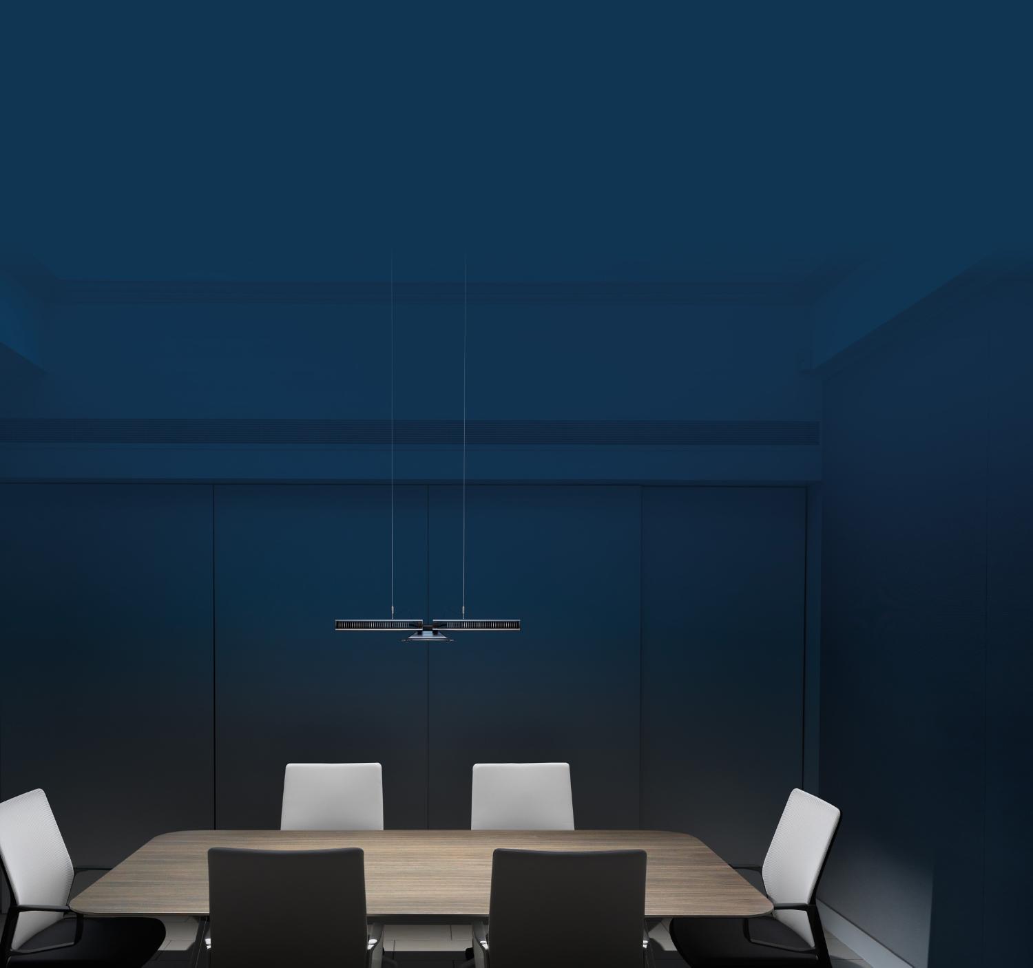 Dyson suspended light over meeting table