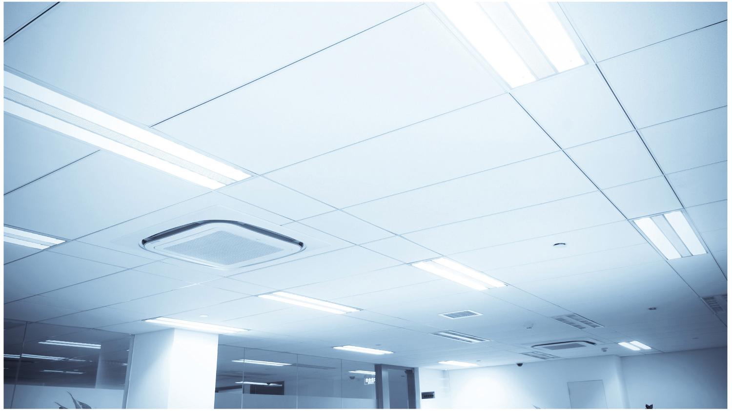 Typical fluorescent lighting in an office environment