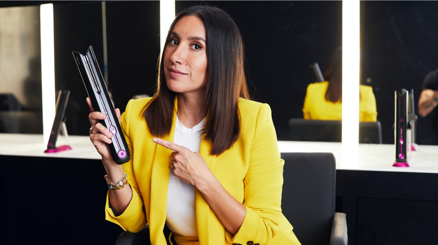 Jen Atkin using the Dyson Corrale straightener.