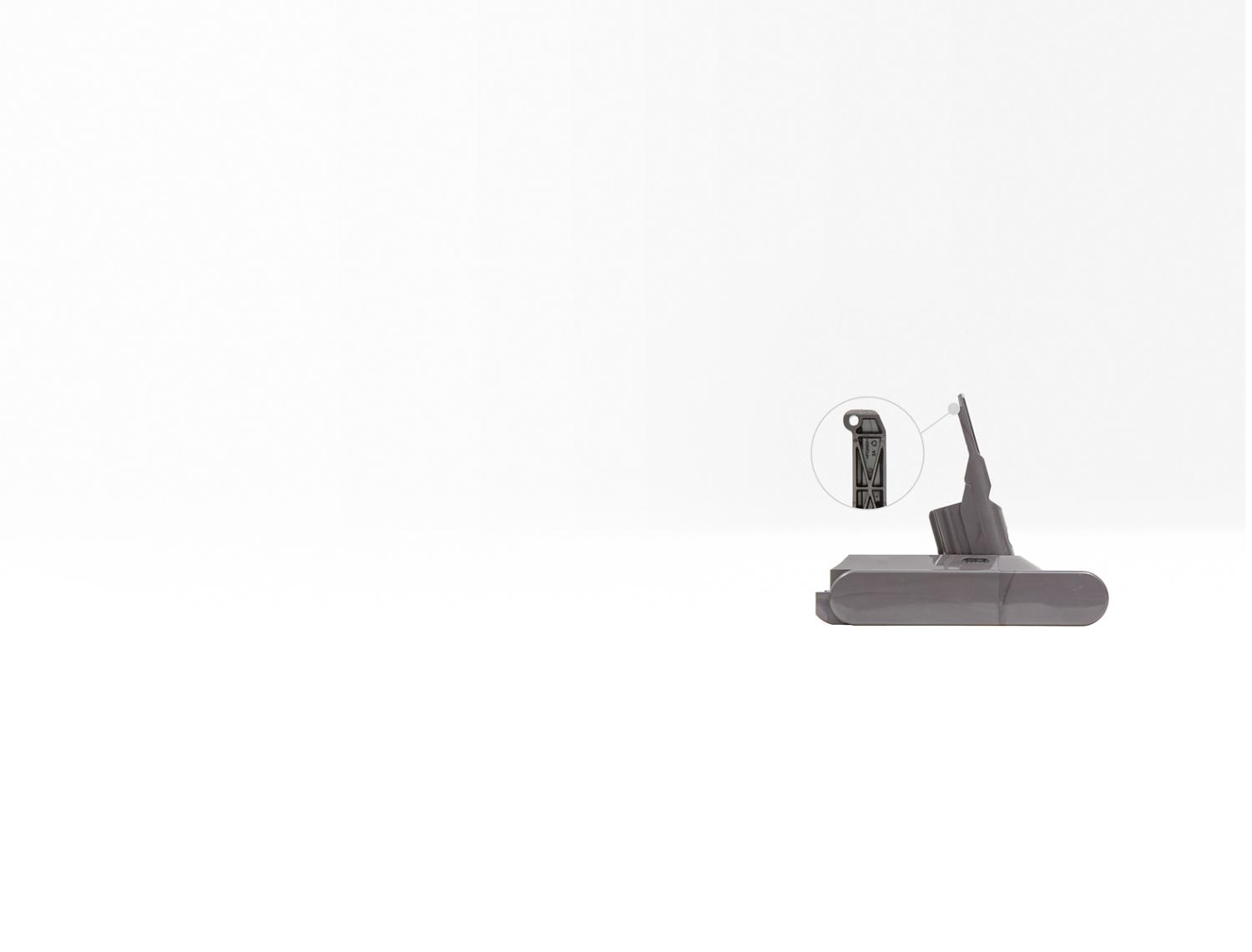 Replacement Dyson V8™ vacuum battery E Extreme close up shows example of where your battery will differ from battery E.