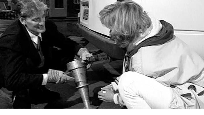 James Dyson demonstrating cyclone tecnhology