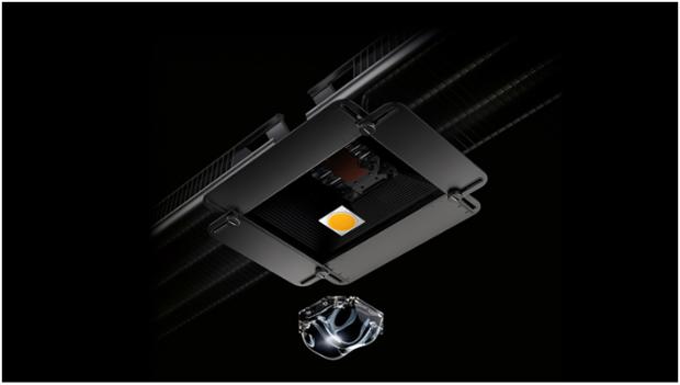 Close-up of custom-engineered lens