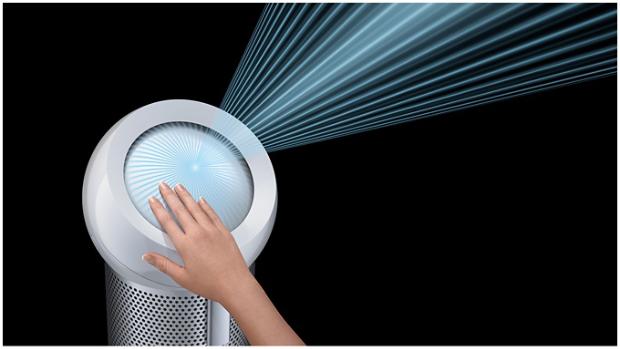 Hand on Dyson Pure Cool Me air purifier