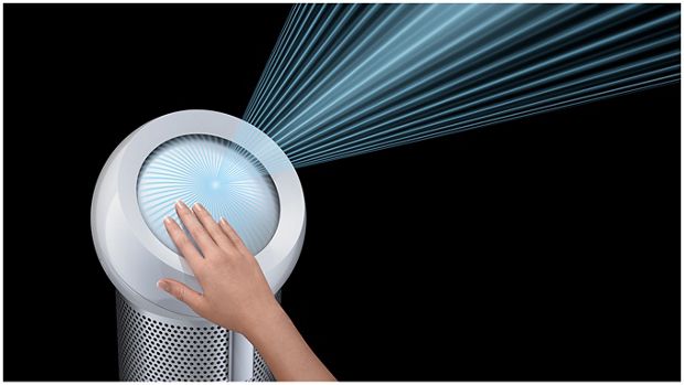 Hand on Dyson Pure Cool Me air purifier