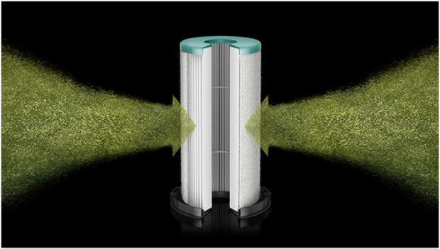 فلتر HEPA بينما يقوم بسحب الهواء المُلوَّث