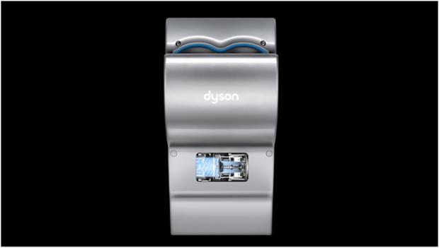 เครื่องเป่ามือ Dyson Airblade dB ที่แสดงให้เห็นมอเตอร์ภายใน