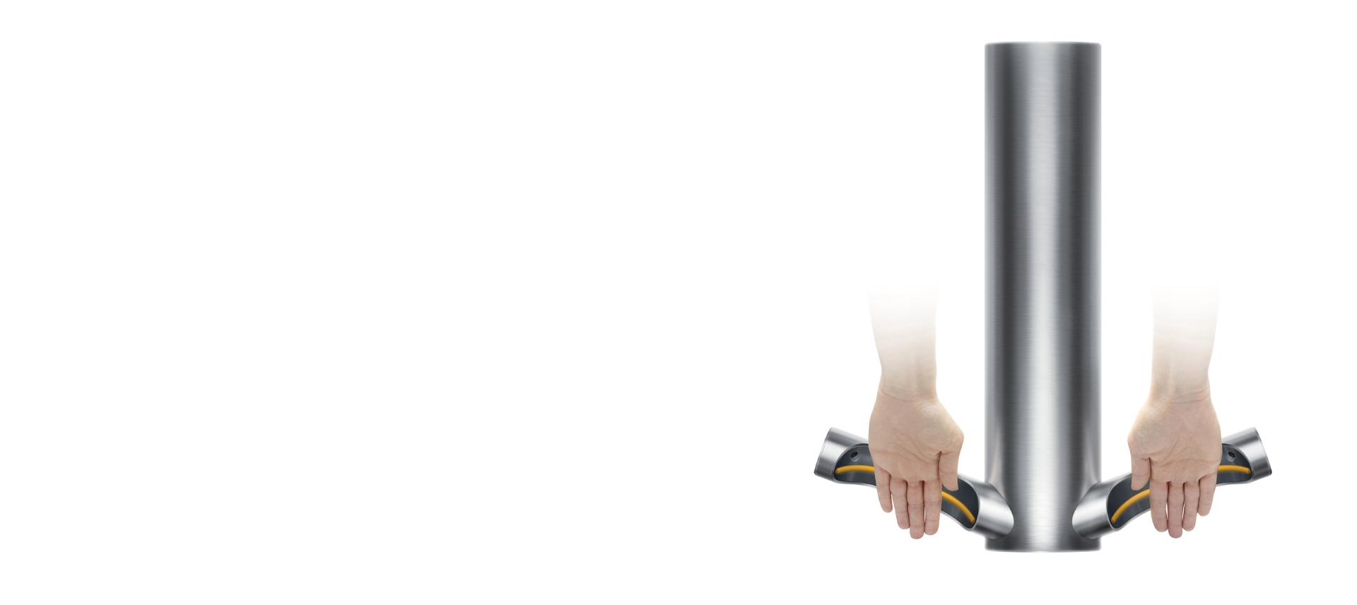 Ruce, které jsou sušeny pomocí osoušeče rukou Dyson Airblade 9kJ