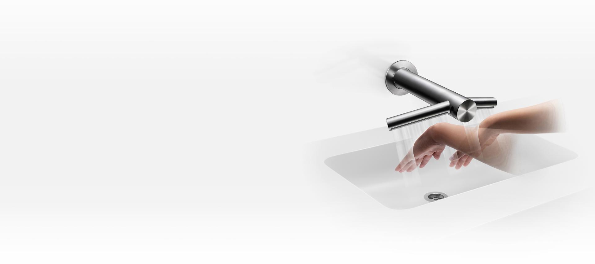 Kezeket szárító Dyson Airblade Wash + Dry fali kézszárító