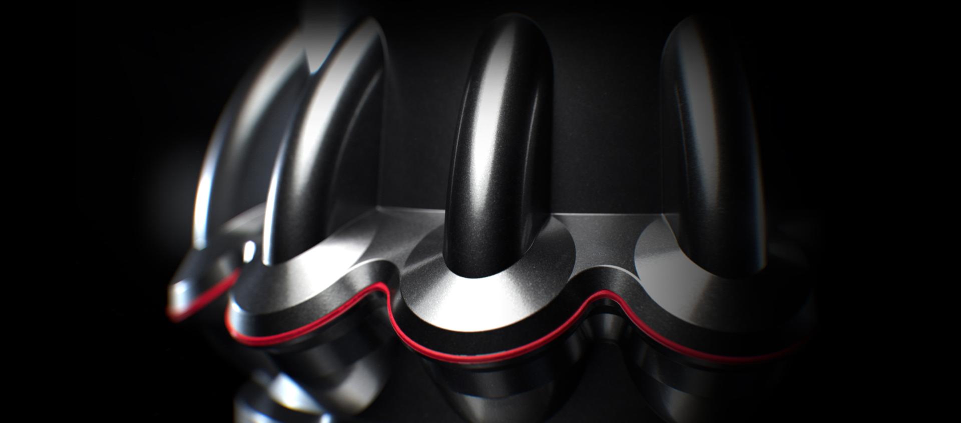 Close-up of the top of Dyson vacuum cleaner cyclones