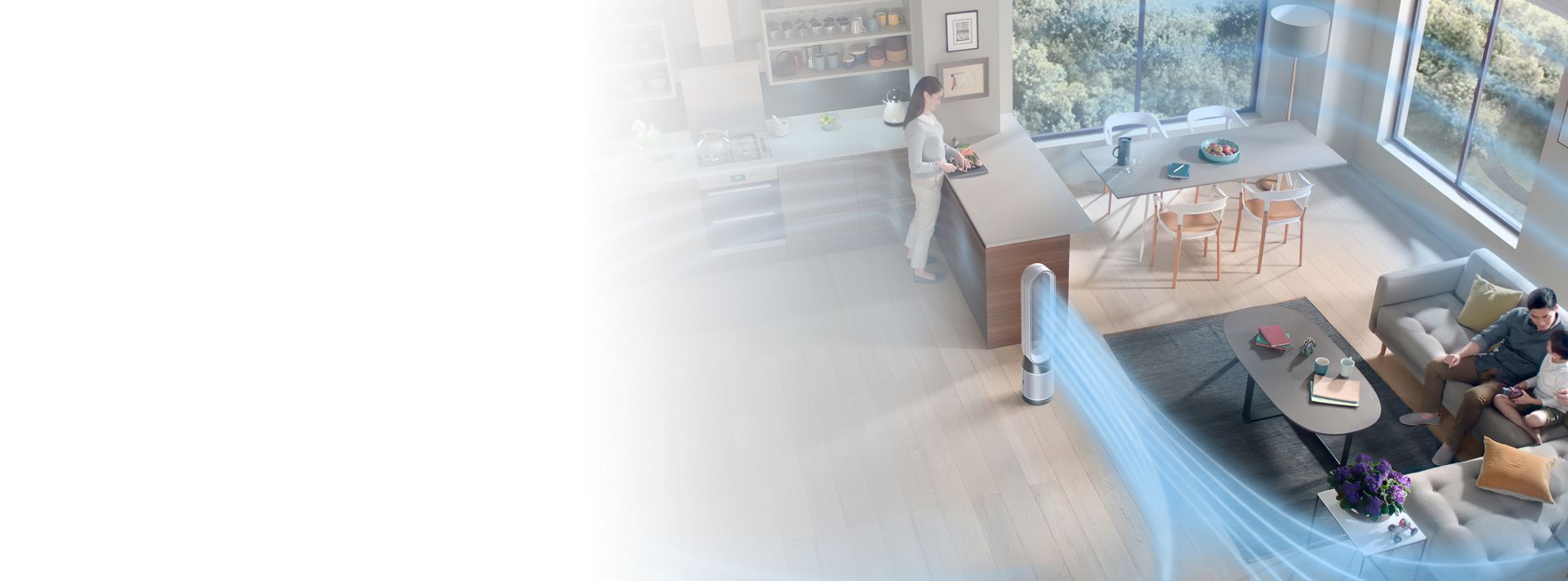 Dyson Purifier Cool PC1 gaisa attīrītājs, kas attīra gaisu lielā telpā.