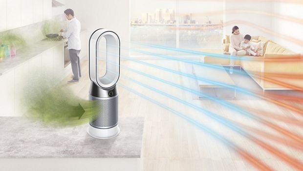 Ventilatorul cu purificator Dyson Pure Hot+Cool, făcând munca a trei aparate tradiționale