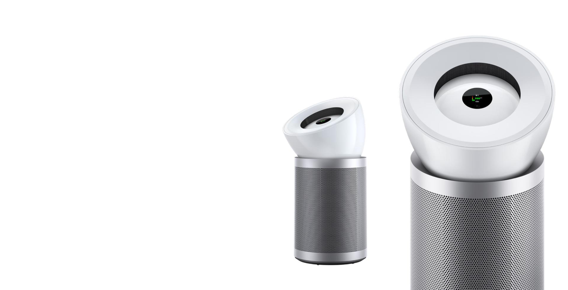 Dyson hepa big and quiet formaldehyde shown in both full view and close-up.